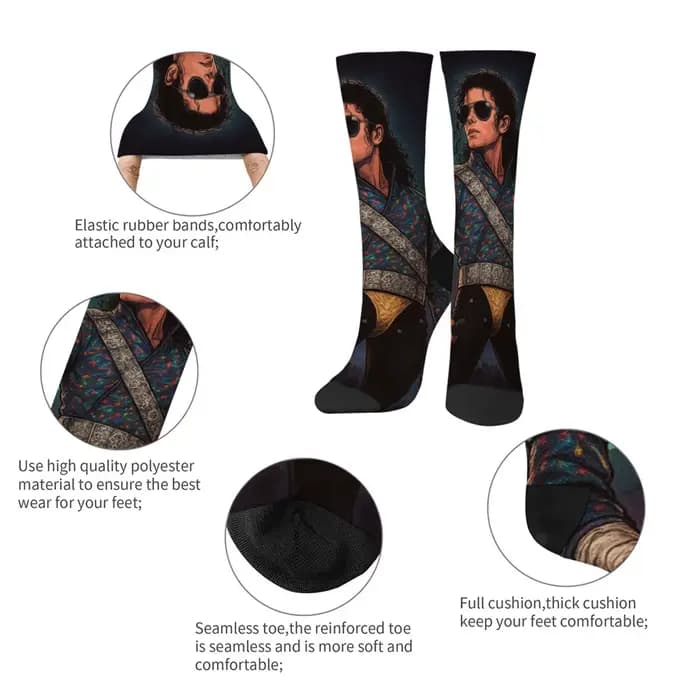 MJ Style Pop Music Idol chaussettes rétro mode hommes