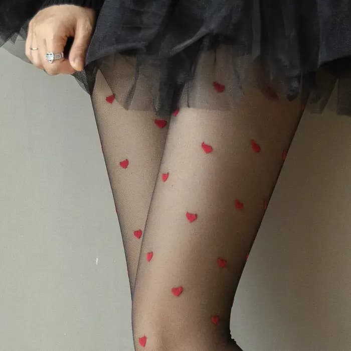 JK Lolita-Collants à imprimé cœur rouge pour femmes