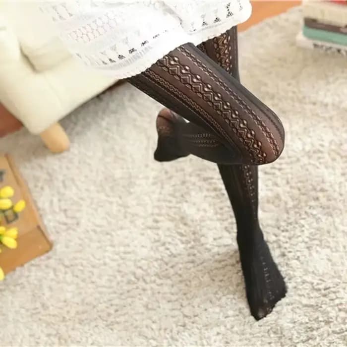 Collants en coton tricoté en dentelle pour femmes et filles