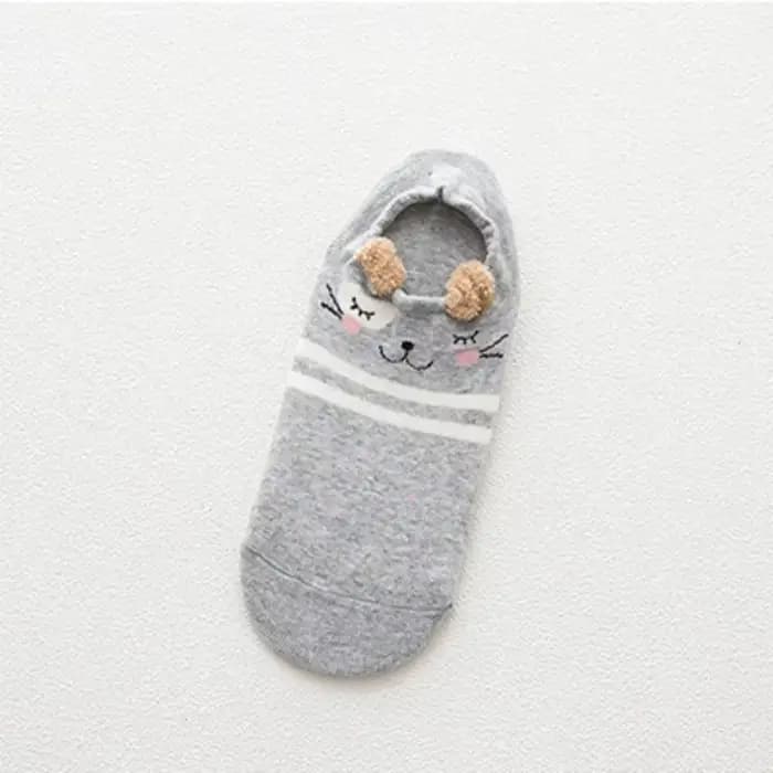 Kawaii Harajuku dessin animé femmes chaussettes coton Invisible chaussette mignon Animal stéréo oreille fille cheville