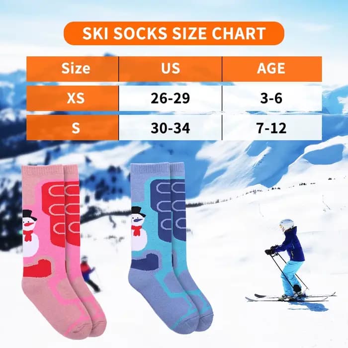 Chaussettes de ski thermiques chaudes pour enfants