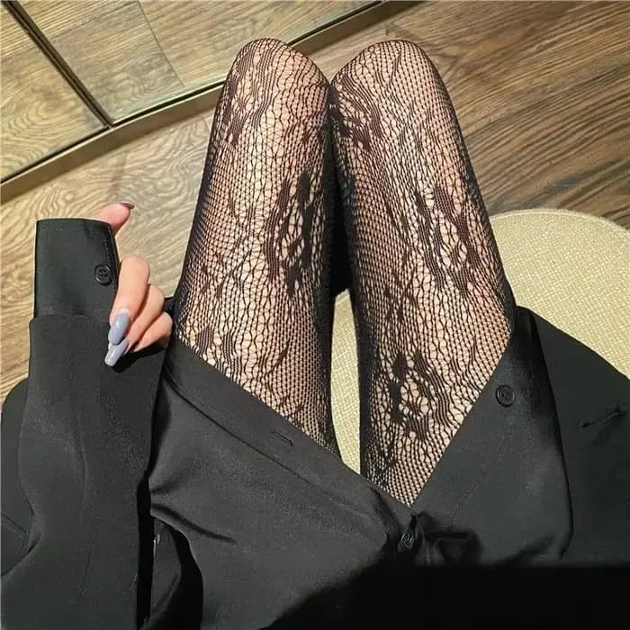 Bas en maille de dentelle évidée Lolita pour femmes
