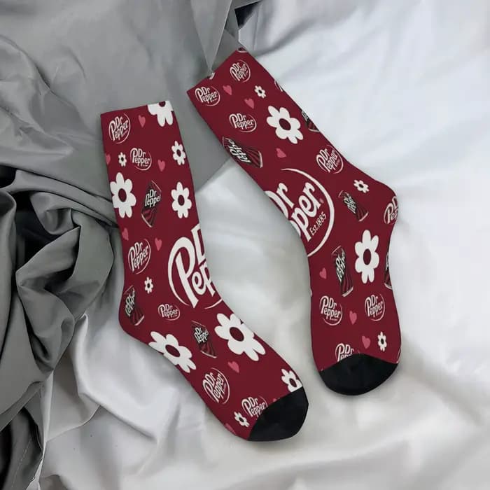 1 paire de chaussettes amusantes Dr Pepper Soda Est 1885 Hip Hop