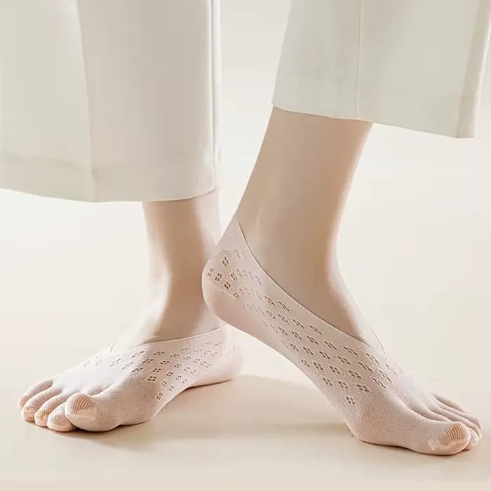 3/5 paires de chaussettes à bout ouvert pour femmes, respirantes, ultra-fines, élastiques, invisibles, simples et confortables, pour l'été.