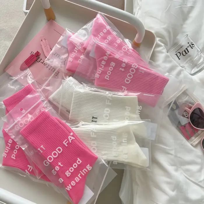 Chaussettes mi-tube taille haute en coton pour femmes