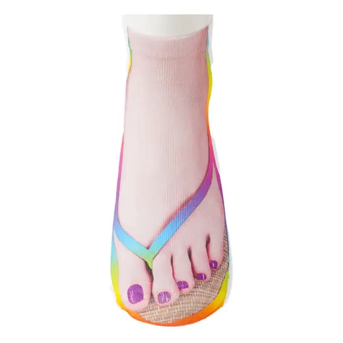 1 paire de chaussettes tongs à motif d'impression 3D
