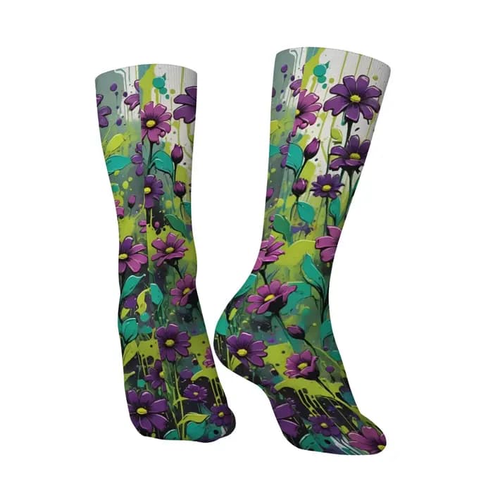 Chaussettes pour hommes à imprimé floral graffiti