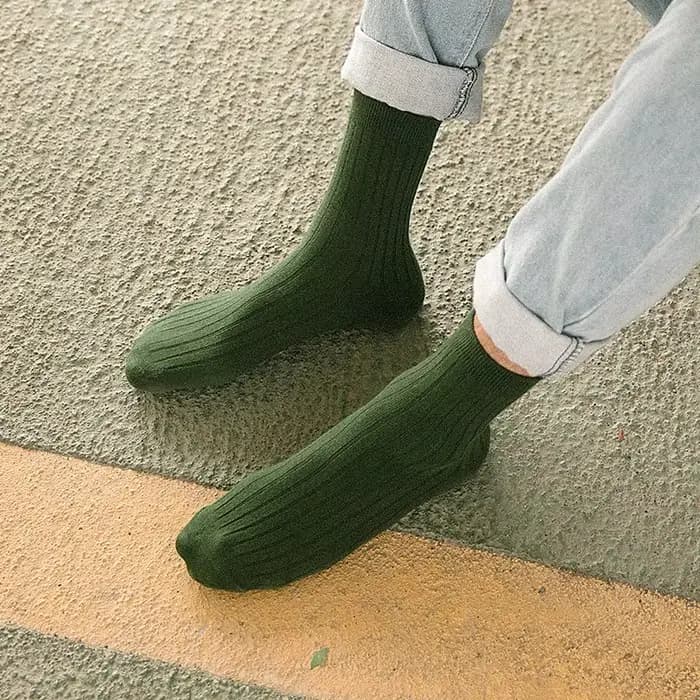 Chaussettes pour hommes coton couleur unie équipage chaussette unisexe mâle Formelle