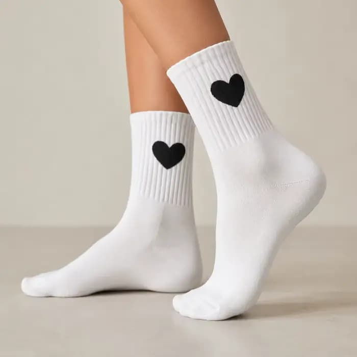 Chaussettes mi-hautes côtelées blanches pour femme