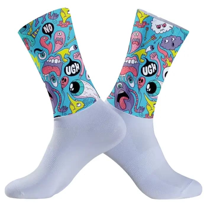 Chaussettes de cyclisme légères à grande maille, chaussettes de vélo unisexes pour adultes, Compression ciblée, antidérapantes, pour randonnée, course à pied