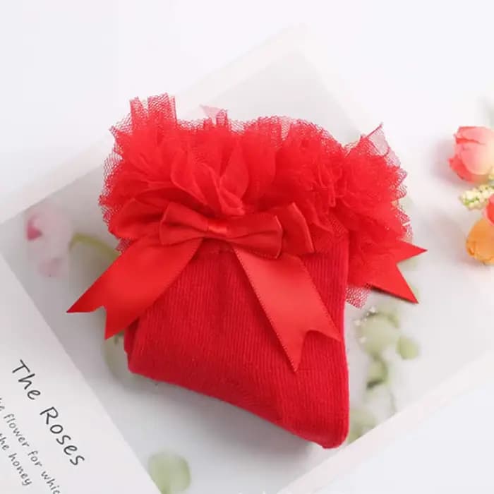 Chaussettes bébé fille avec nœud papillon dentelle à volants princesse chaussette en coton avec rubans Multi couleurs