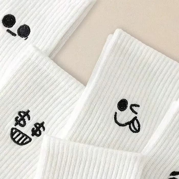5/10/20 paires hommes blanc dessin animé chaussettes à la mode polyvalent Expression