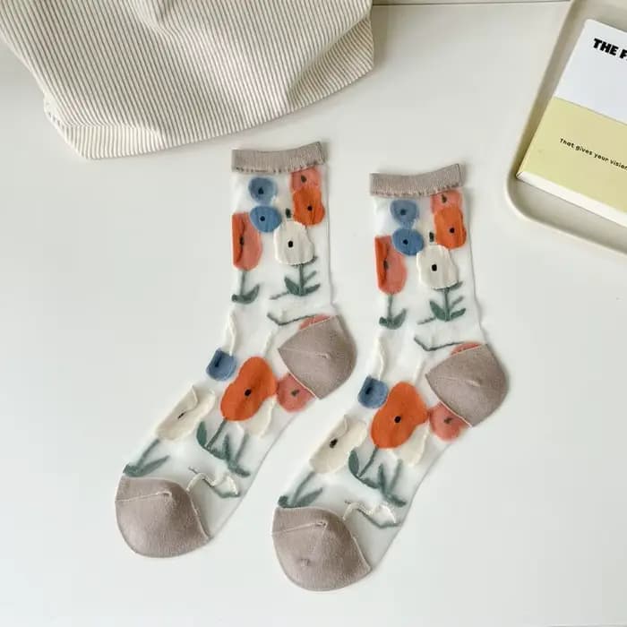 Chaussettes en dentelle transparente respirante pour femmes
