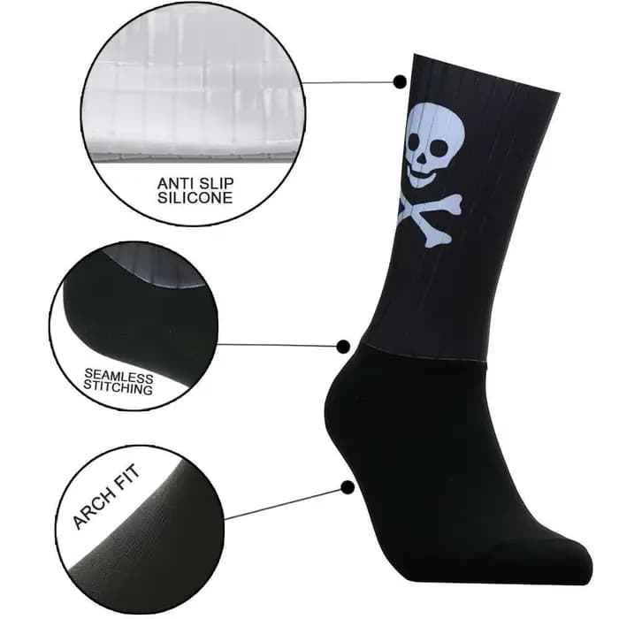Aero Skull Sports Silicone 2025 nouvelles chaussettes de cyclisme antidérapantes Pro