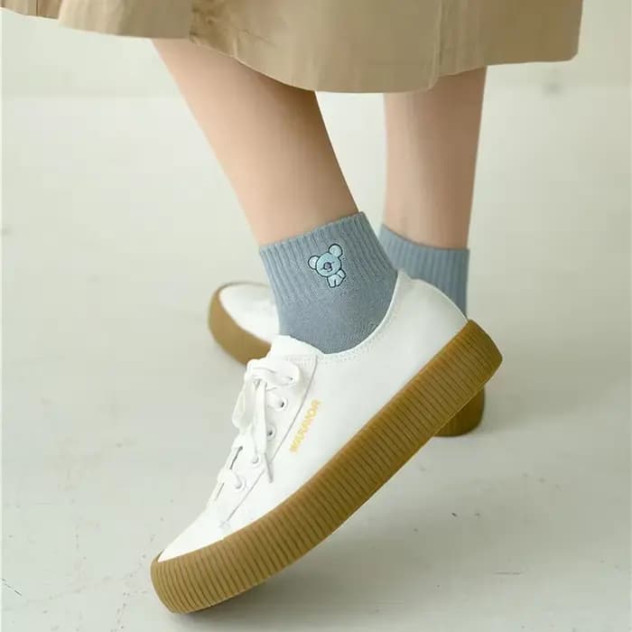 3 paires de chaussettes imprimées dessin animé Kawaii pour femmes