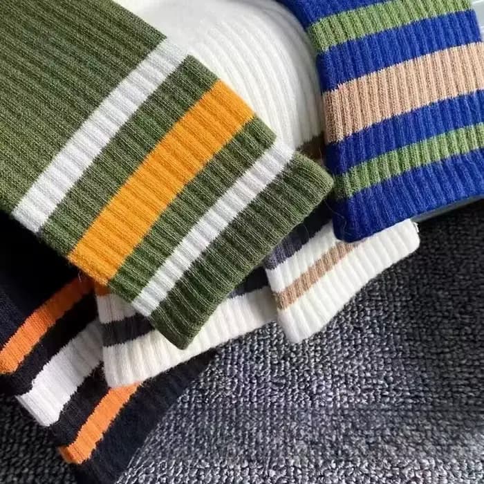 5 paires de chaussettes décontractées à rayures colorées pour hommes