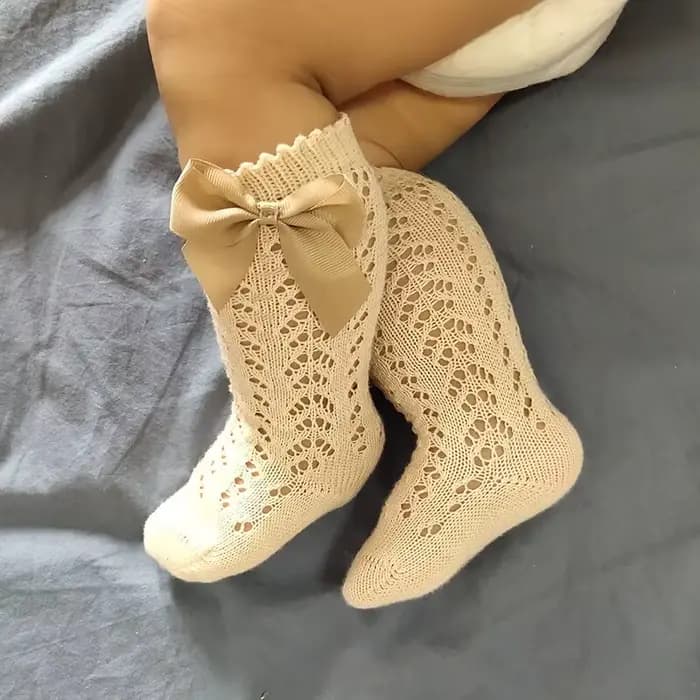 Chaussettes hautes pour enfants, nœuds de Style Royal, chaussettes hautes pour bébés et tout-petits, chaussettes tubulaires ajourées pour enfants, couleurs acidulées