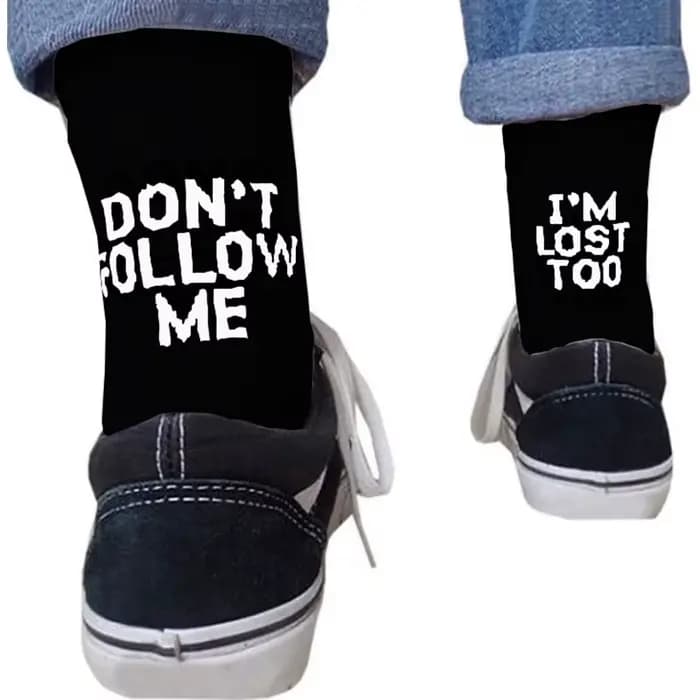 Livraison directe hommes chaussettes drôles Harajuku Humor mot imprimé