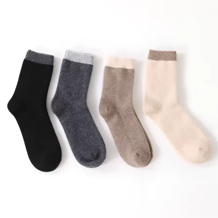 Chaussettes chaudes et épaisses en cachemire pur 100% pour hommes et femmes, chaussettes mi-mollet aux couleurs assorties, longues tricotées à carreaux, automne et hiver