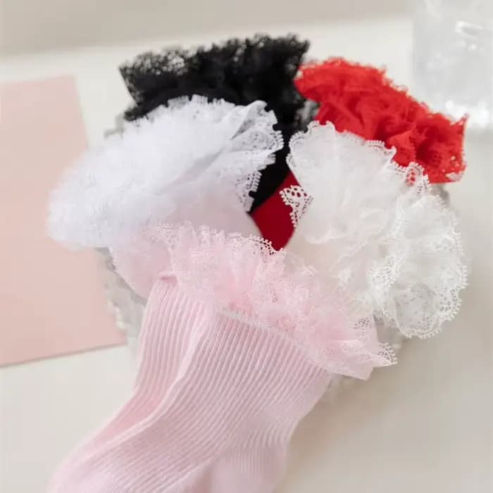 Chaussettes pour bébé fille 0-12 mois 5 paires - Dentelle Princesse Printemps Automne pour tout-petits