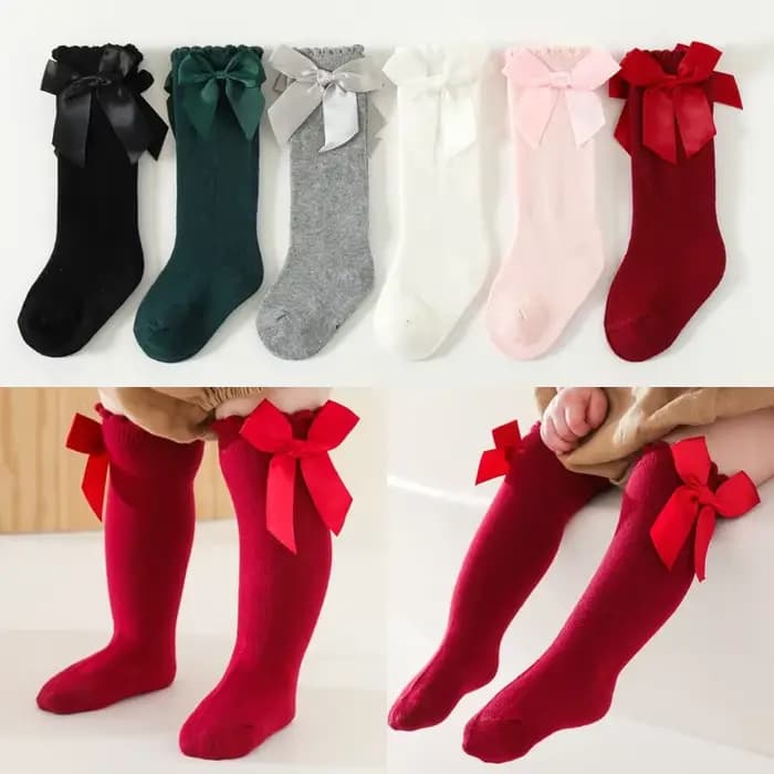 Chaussettes hautes avec nœud au genou pour bébés filles