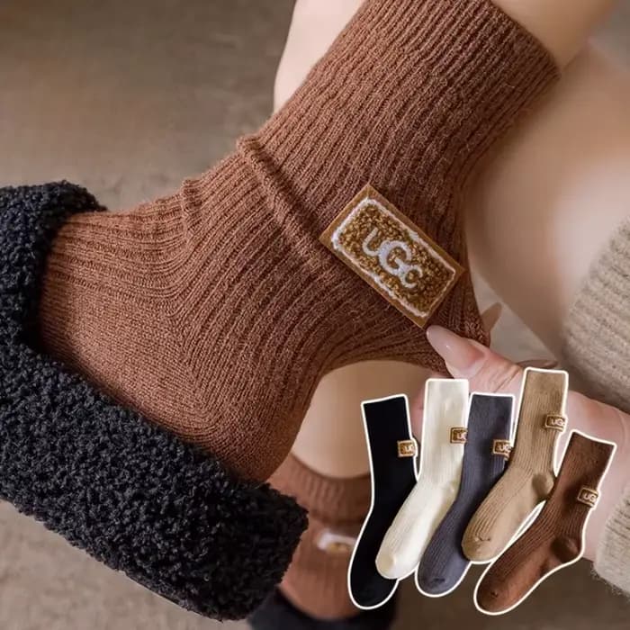 1/3 paires hiver épais chaud rembourré chaussettes couleur unie mi-mollet