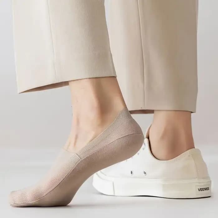 Invisible No Show Socks Men Male Ice Silk Sock Slippers Summer Hollow Out Mesh Thin Breathable Anti-slip Low Cut Boat