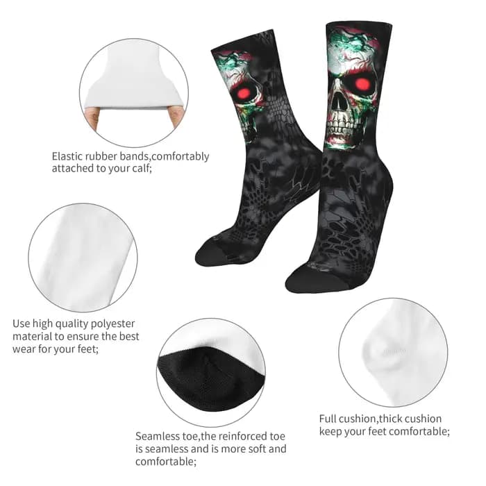 Personnalisé egypte crâne moteur Rock musique mode chaussettes femmes hommes chaud 3D imprimé sport Football chaussettes