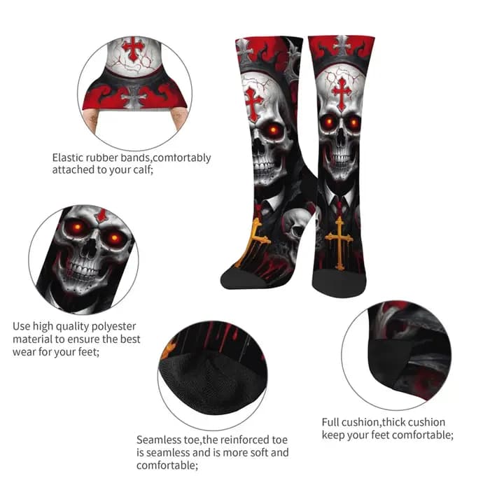 Croix crâne mode hommes chaussettes Harajuku Style rétro fou rue Hip Hop heureux