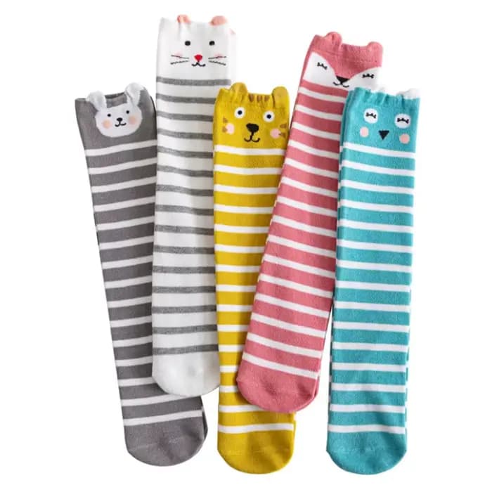 Enfants genou chaussettes hautes bébé enfants dessin animé Animal longues chaussettes en coton pour filles garçons enfant en bas âge école rayé enfant à la mode 2-12 ans