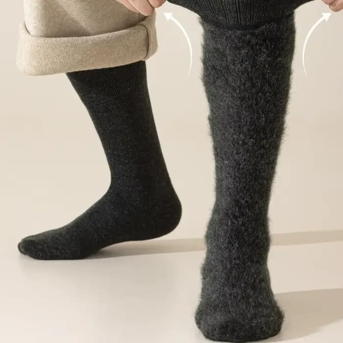 Cadeaux chaussettes de mollet en cachemire épaissi pour hommes couleur unie outils chauds