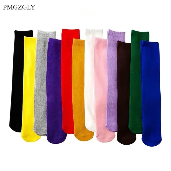 Chaussettes pour filles printemps automne couleur bonbon enfants sur le genou garçon enfants chaussettes hiver Ins à la mode haut Tube chaussettes