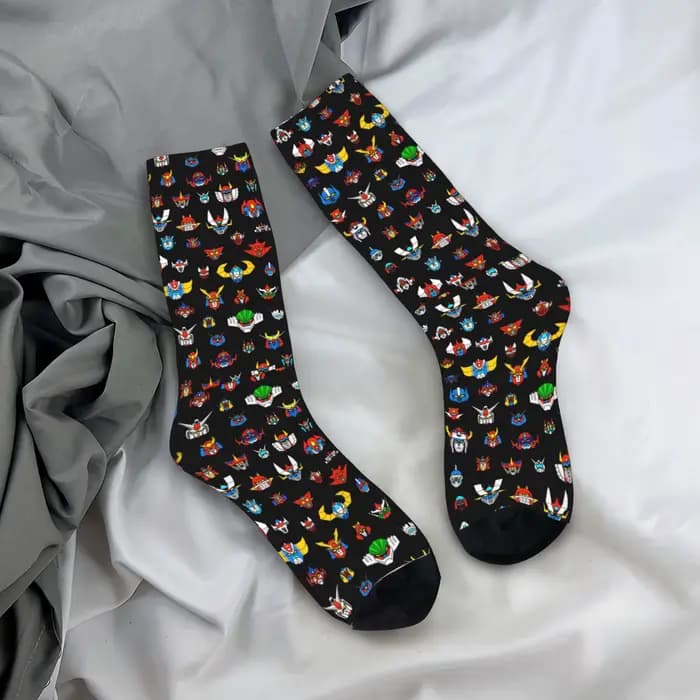Custom Ufo Robot Logo Dress Socks for Men Women Warm Fashion Novelty Goldorak G-Grendizeres Mazinger Z Crew