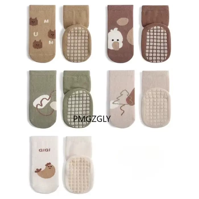 Chaussures de marche pour bébés, chaussettes de sol antidérapantes à fond souple, pour garçons et filles, 2 à 5 paires