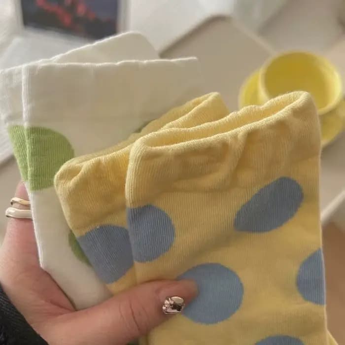 6 paires de chaussettes colorées à pois pour femmes au printemps et en été