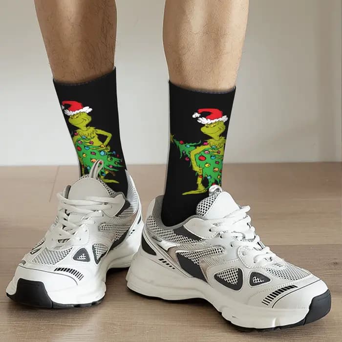 Chaussettes froissées de noël pour hommes et femmes, chaussettes à la mode, Harajuku, printemps été automne hiver, chaussettes à Tube central, cadeau