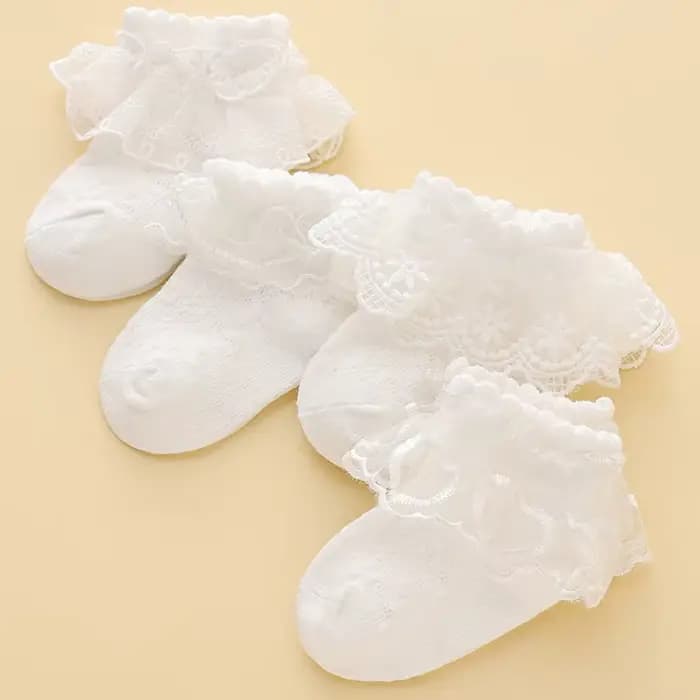 Chaussettes princesse en dentelle florale pour bébé fille