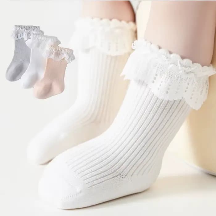 Chaussettes longues en dentelle pour nouveau-né