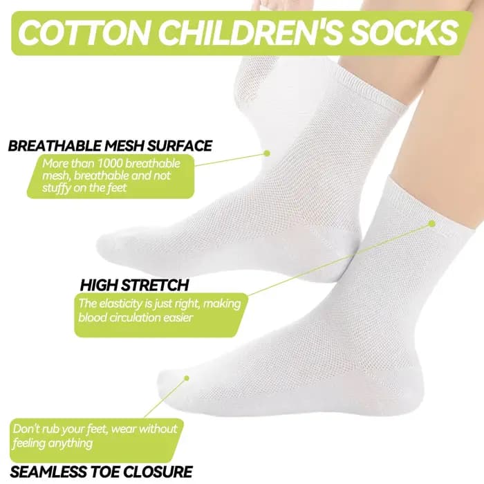 Chaussettes sans couture en pur coton pour enfants, style mi-mollet en maille fine pour l'été, idéales pour les étudiants à porter à l'école, pour le sport