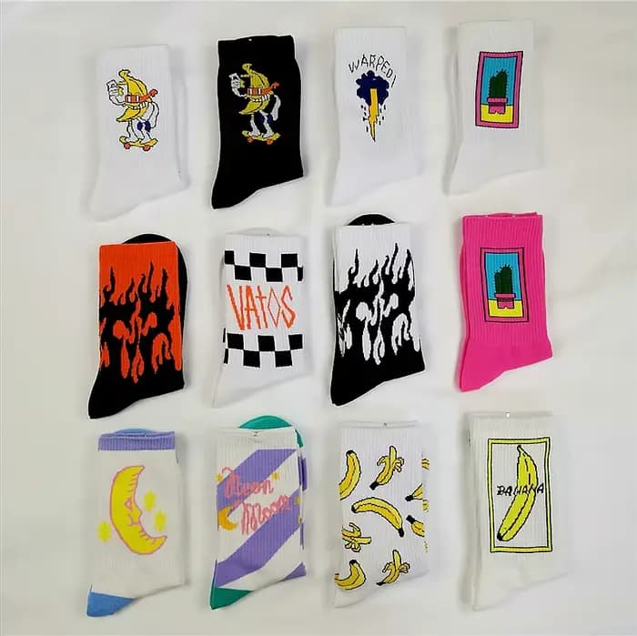Style coréen mode Harajuku rue hip hop chaussettes unisexe drôle hommes