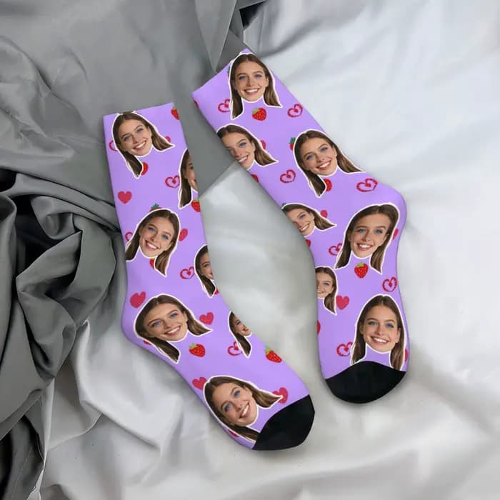 Chaussettes avatar personnalisées pour femmes, chaussettes avec photo personnalisée, chaussettes avec image personnalisée, cadeaux personnalisés