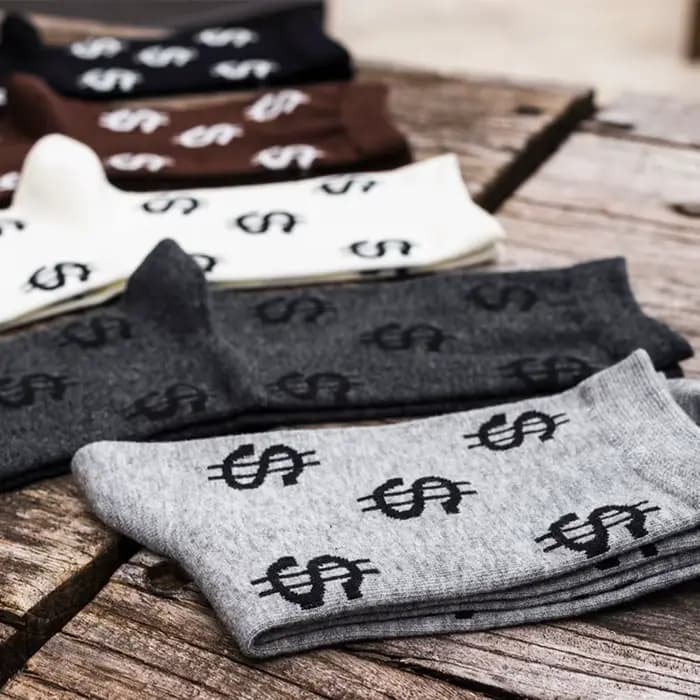 Chaussettes thermiques pour hommes, chaudes pour l'hiver, avec imprimé dollar amusant, chaussettes décontractées épaisses pour hommes, chaussettes de sport en coton noir et blanc, chaussettes pour hom