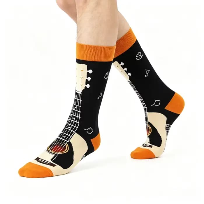 Chaussettes à motif de guitare pour hommes