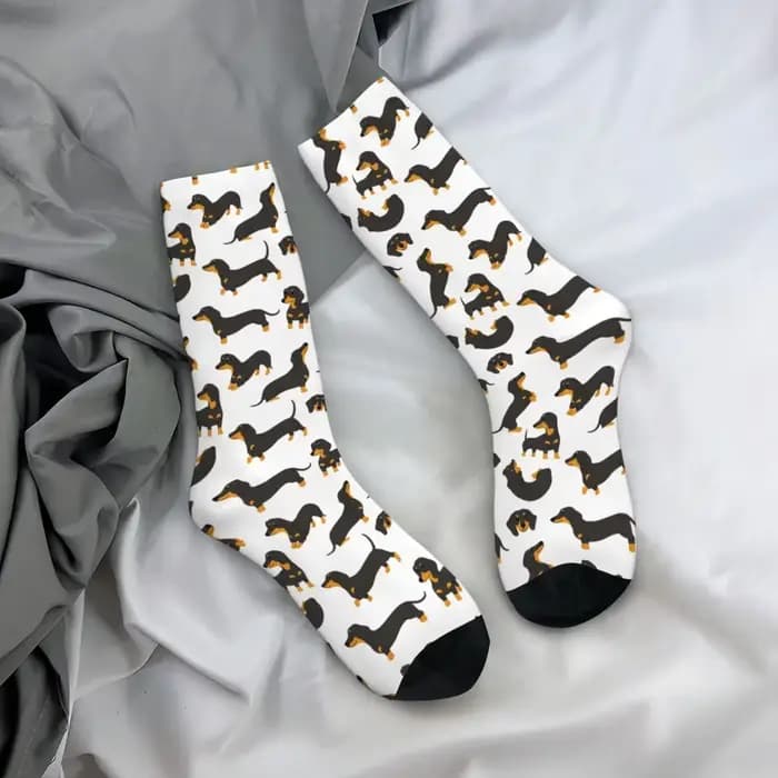 Heureux drôle hommes chaussettes décontracté teckel chaussette cadeau pour Animal chien amoureux Sport femmes bas printemps été automne hiver