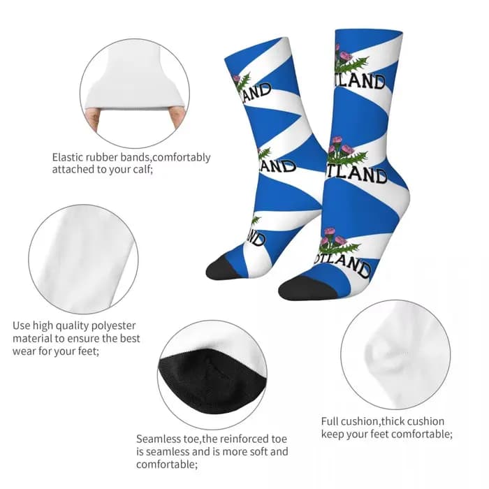 Ecosse Saltire drapeau écossais St Andrews croix et chardon chaussettes Harajuku bas toutes saisons