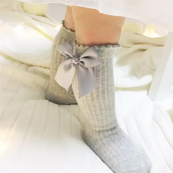 Chaussettes hautes en coton avec nœud papillon pour bébé garçon et fille