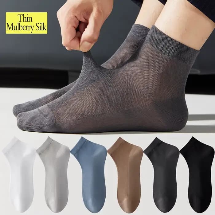 Chaussettes mi-mollet en soie de mûrier et mélange modal pour hommes, maille respirante d'été, antibactériennes, anti-odeur, chaussettes d'affaires noires fines