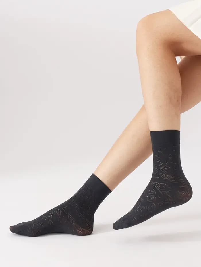 5 paires de chaussettes fines mi-mollet à motifs jacquard pour femmes