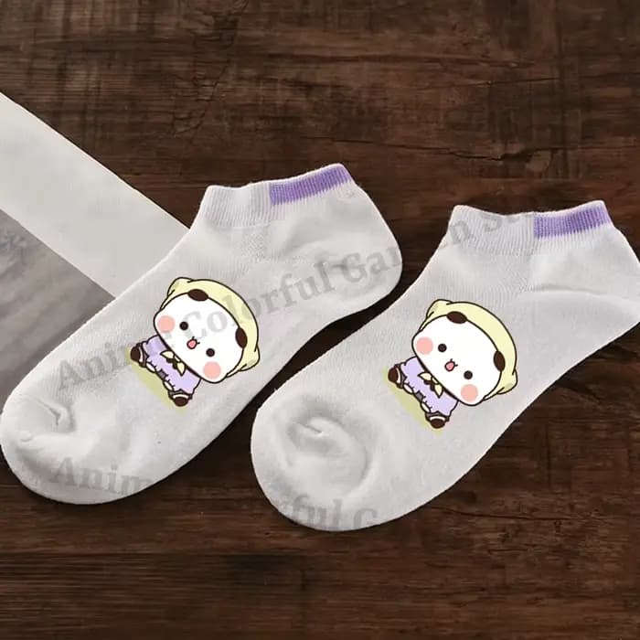 Bubu One Two – Chaussettes de cheville mignonnes à motif d'ours pour hommes et femmes, chaussettes imprimées de dessins animés, chaussettes d'été anti-transpiration pour couples, cadeaux