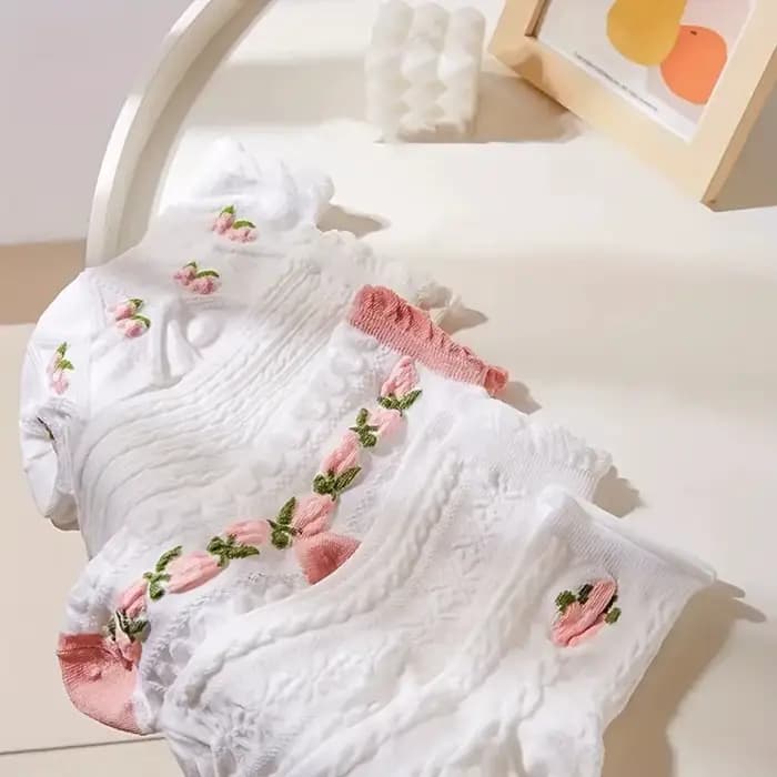 Lolitajk-Chaussettes mi-tube en dentelle à volants pour femmes